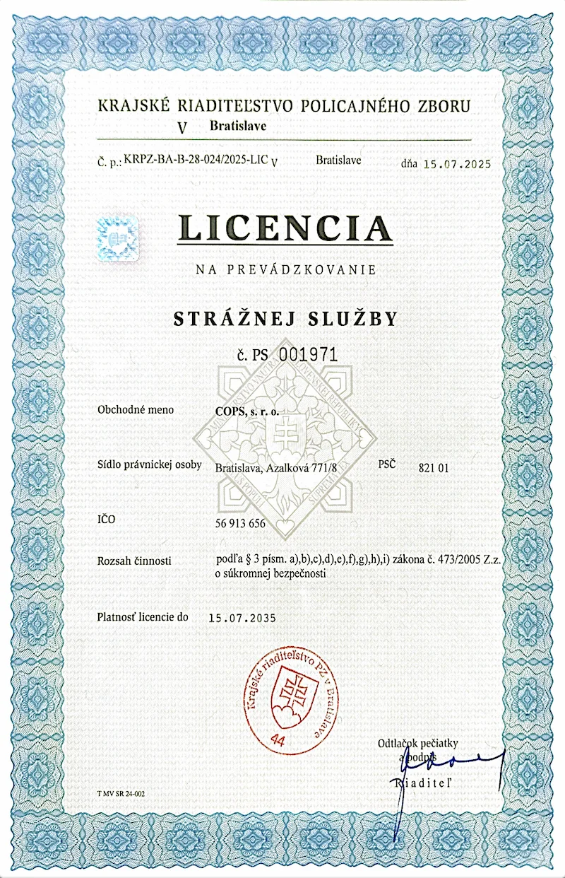 Licencia pre strážnu službu