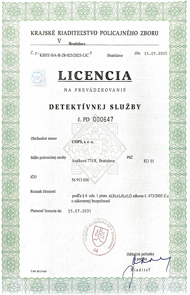 Licencia pre detektívnu službu